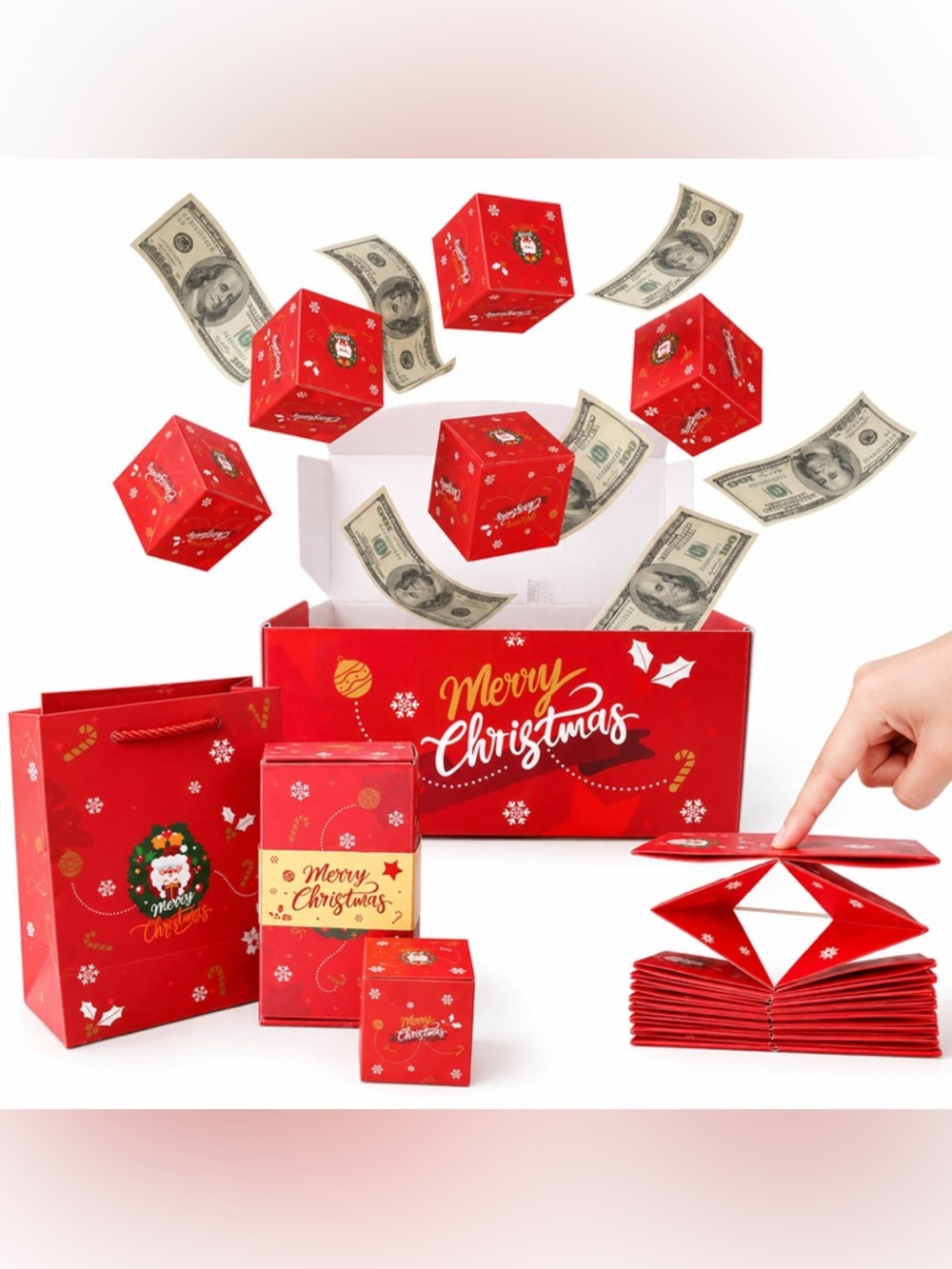 NWT Christmas Money Explosion Surprise Gift Box Cash Giving Set